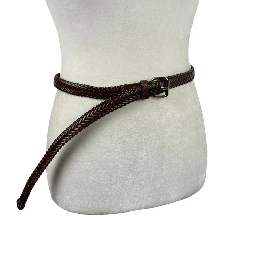 Womens Braided Brown Leather Western Style Belt